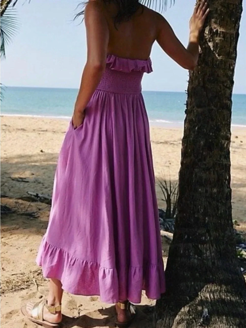 free people magenta lush life linen midi dress